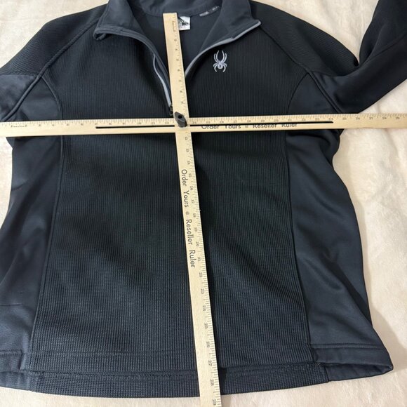Spyder Mens XXL Quarter-Zip Pullover Long Sleeve Fleece Jacket Spider Logo Black - Picture 9 of 14